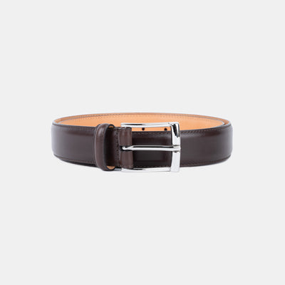 Dress Belt in Calf Leather Size 80 (32") - Dark Brown