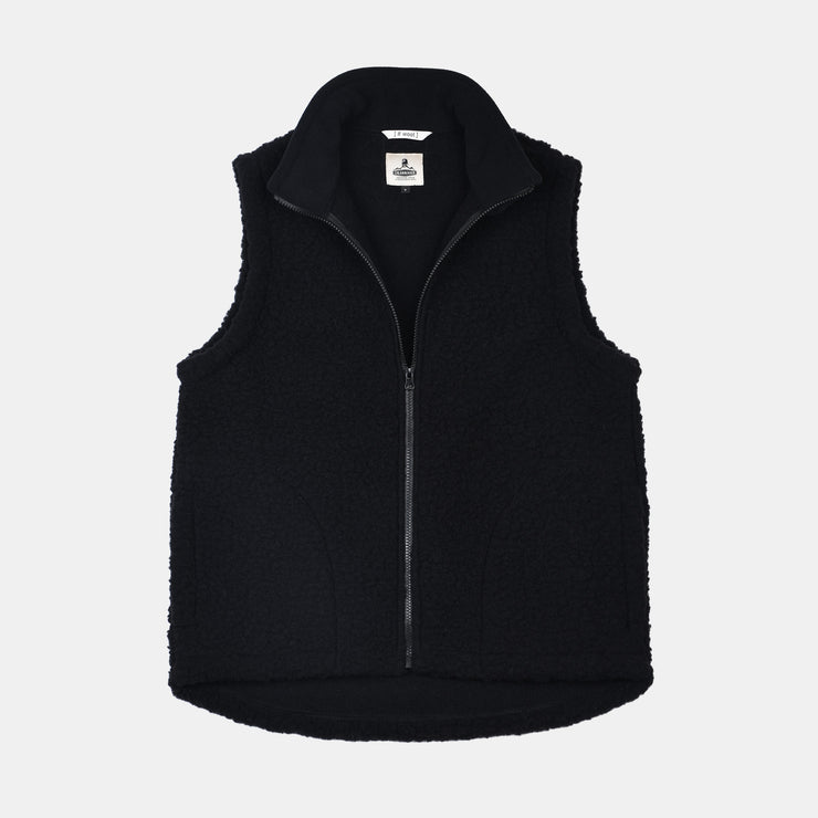 Nordic Gilet in Sherpa Wool - Deep Black