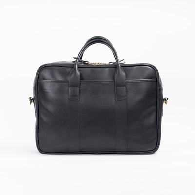 Commuter Briefcase in Smooth Tumbled Leather - Black