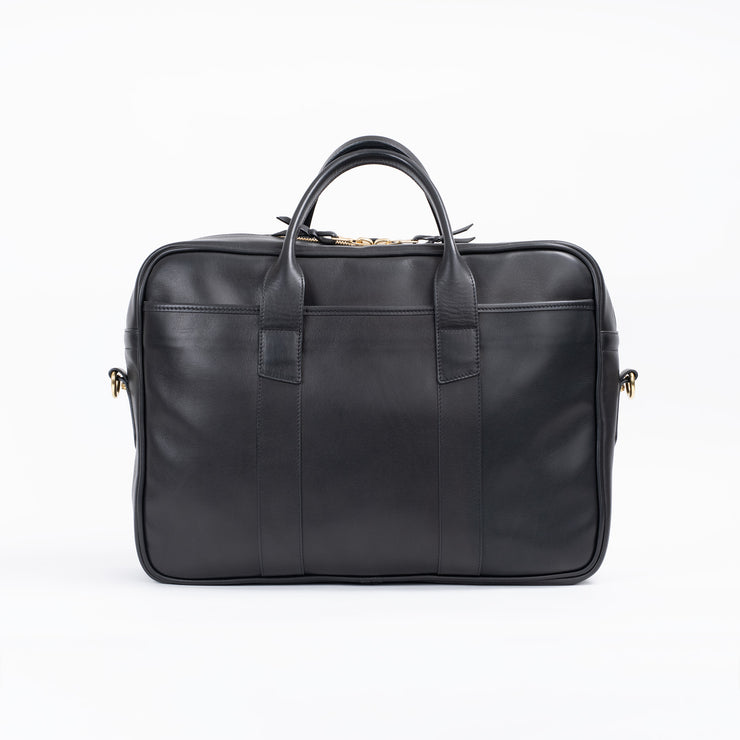 Commuter Briefcase in Smooth Tumbled Leather - Black