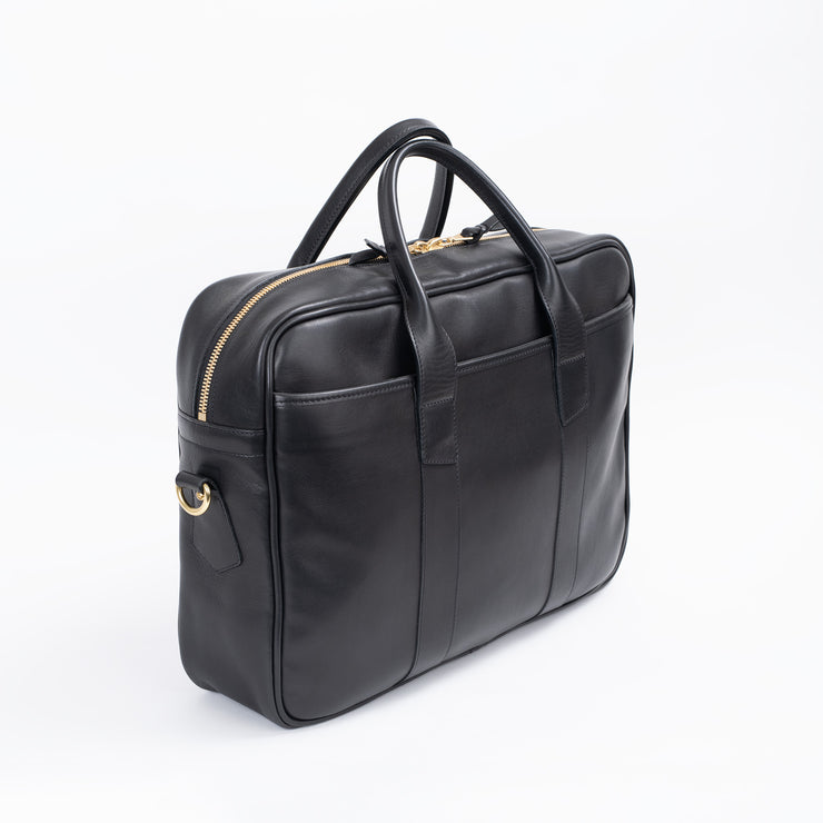 Commuter Briefcase in Smooth Tumbled Leather - Black