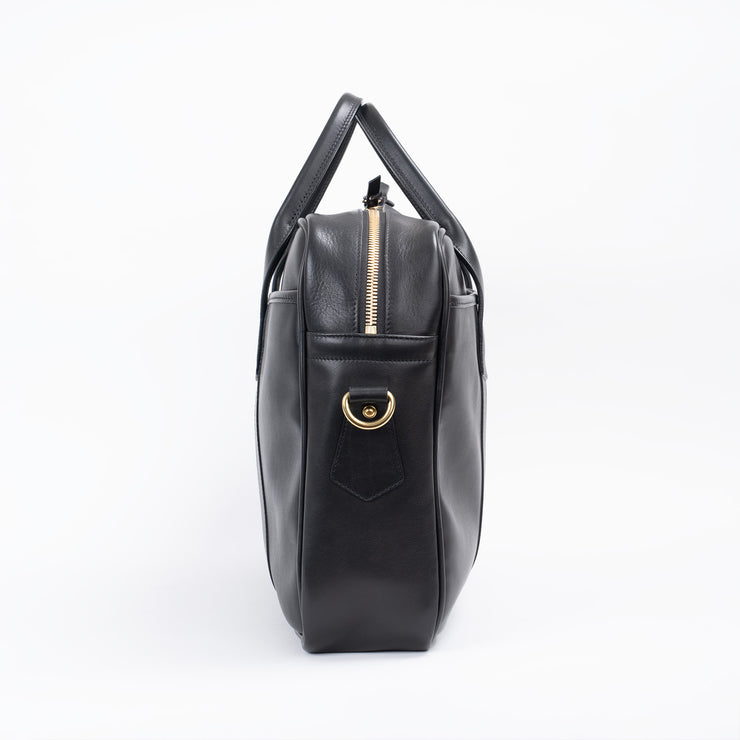 Commuter Briefcase in Smooth Tumbled Leather - Black