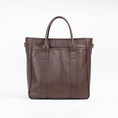 Commuter Tote in Smooth Tumbled Leather - Chocolate