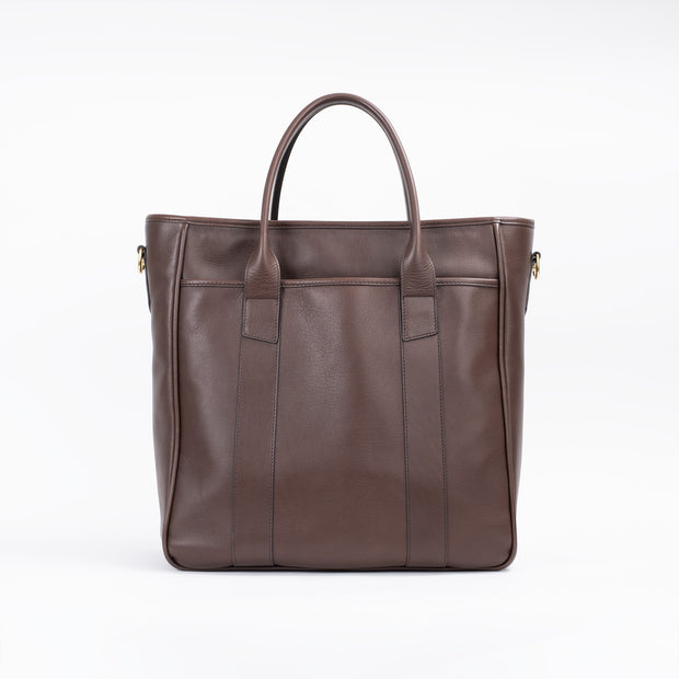 Commuter Tote in Smooth Tumbled Leather - Chocolate