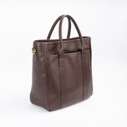Commuter Tote in Smooth Tumbled Leather - Chocolate