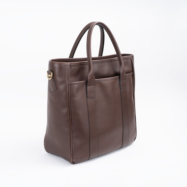 Commuter Tote in Smooth Tumbled Leather - Chocolate