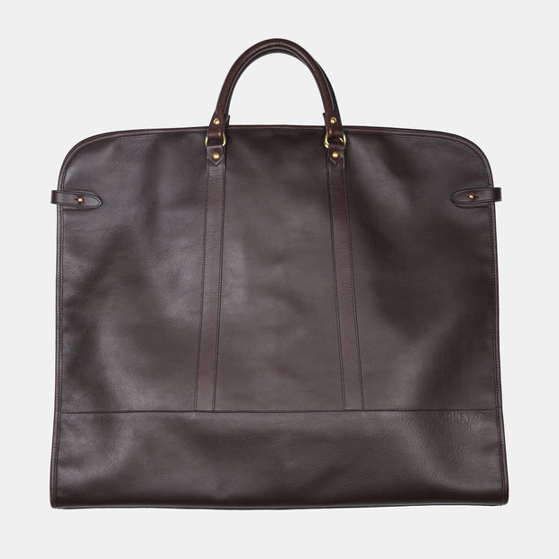 Garment Bag in Smooth Tumbled Leather - Chocolate