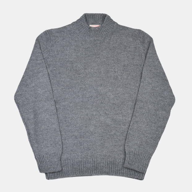 Casa Isaac Mock Neck Sweater in Alpaca and Wool - Grey