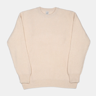 Crew Neck Sweater in Wool and Cashmere - Cream