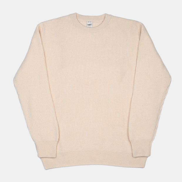 Crew Neck Sweater in Wool and Cashmere - Cream