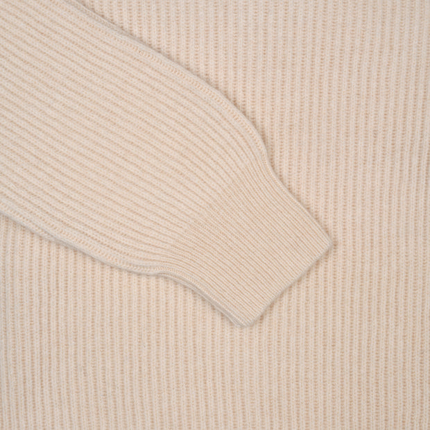 Crew Neck Sweater in Wool and Cashmere - Cream