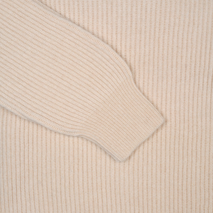 Crew Neck Sweater in Wool and Cashmere - Cream