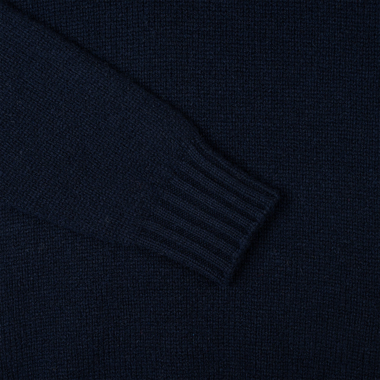Heavy Crewneck Jumper in Shetland Wool - Navy