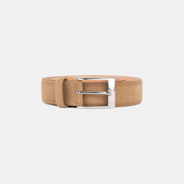 Dress Belt in Calf Suede Size 95 - Beige