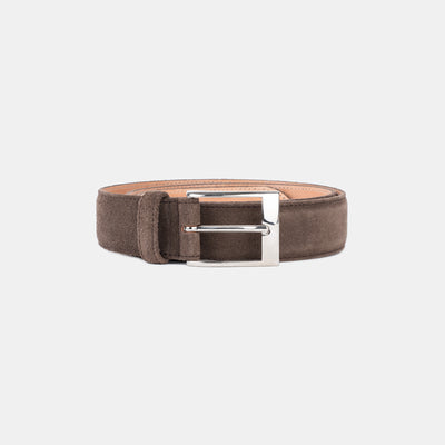 Dress Belt in Calf Suede Size 95 - Dark Brown