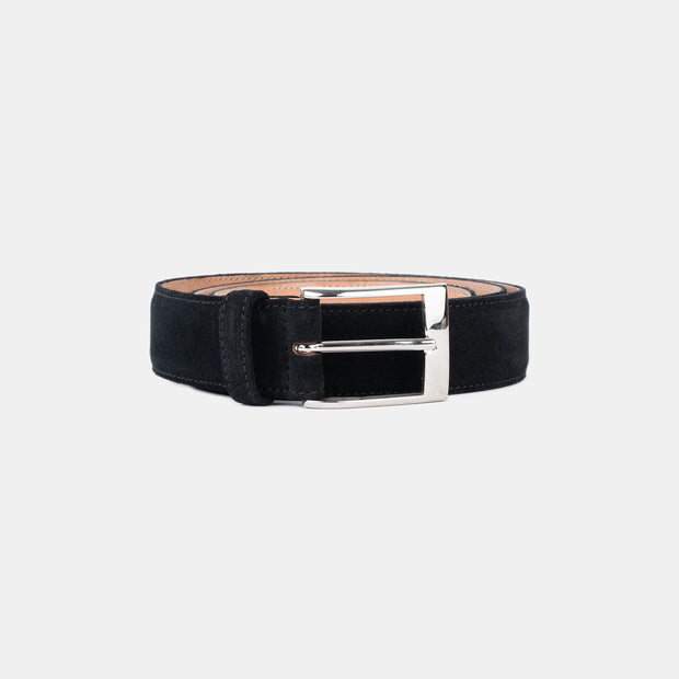Dress Belt in Calf Suede Size 95 - Navy