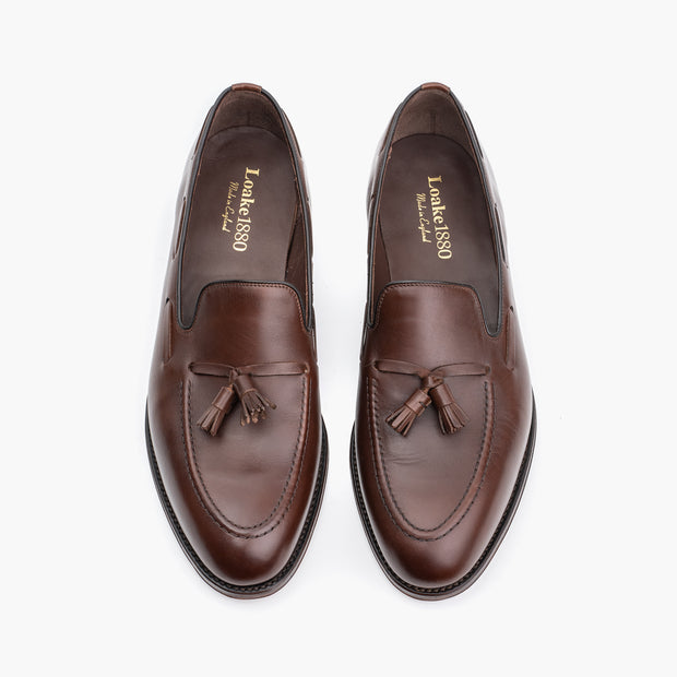 Russell Tassel Loafer in Dark Brown Calf