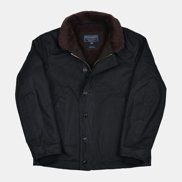 Deck Jacket in Waxed Cotton - Black