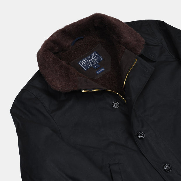 Deck Jacket in Waxed Cotton - Black