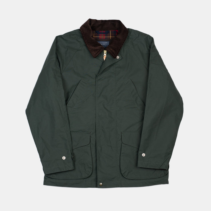 Rain Caban Jacket in Dry Wax Cotton - Dark Green