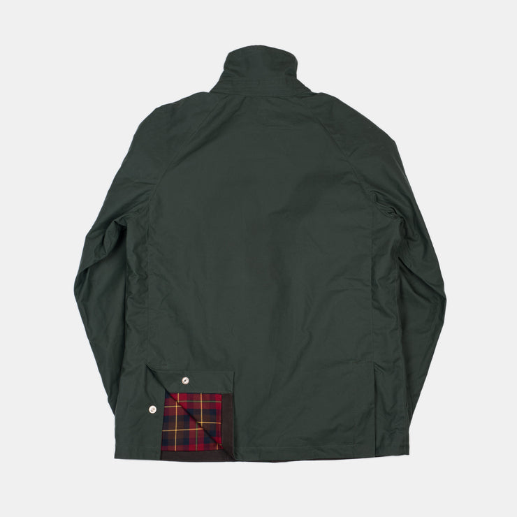 Rain Caban Jacket in Dry Wax Cotton - Dark Green