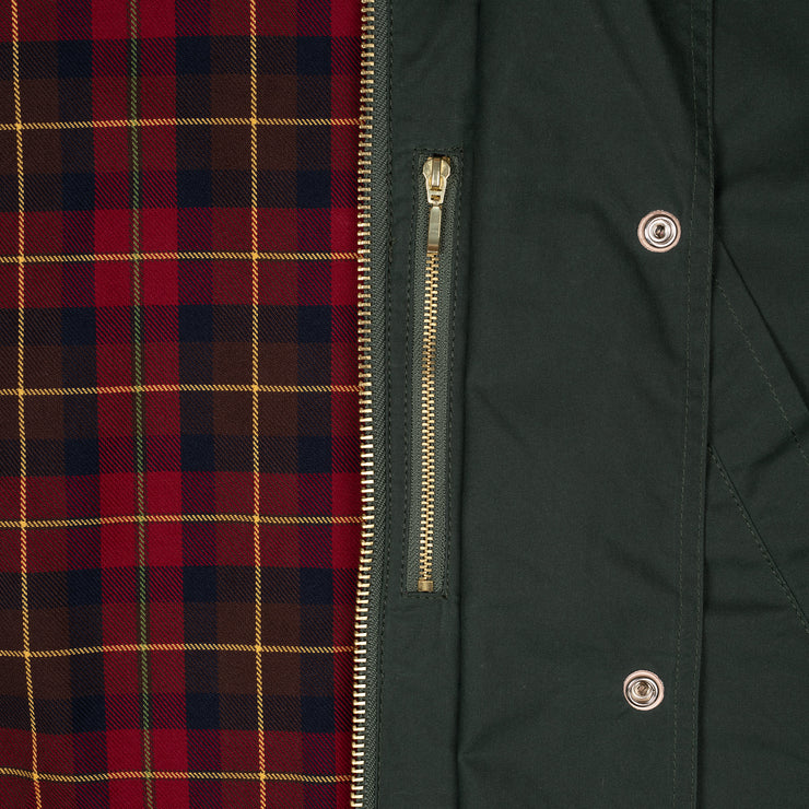 Rain Caban Jacket in Dry Wax Cotton - Dark Green