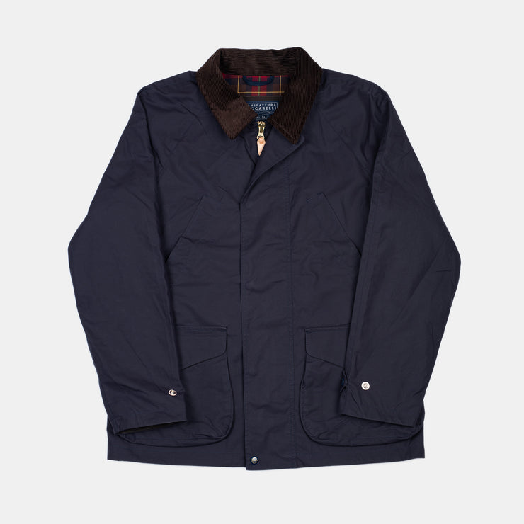 Rain Caban Jacket in Dry Wax Cotton - Navy