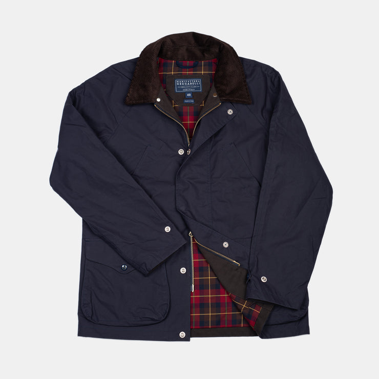Rain Caban Jacket in Dry Wax Cotton - Navy