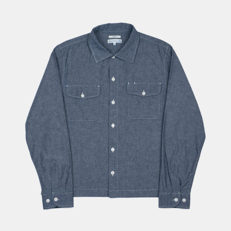 Chambray Shirt in Organic Cotton - Denim Blue