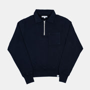 Vintage Half-Zip Sweatshirt in Cotton - Dark Navy
