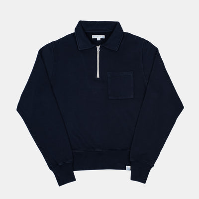 Vintage Half-Zip Sweatshirt in Cotton - Dark Navy