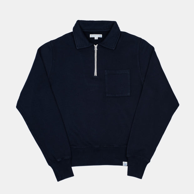Vintage Half-Zip Sweatshirt in Cotton - Dark Navy