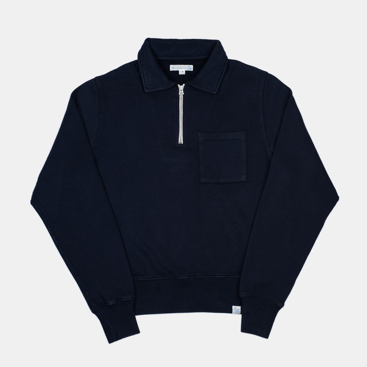 Vintage Half-Zip Sweatshirt in Cotton - Dark Navy
