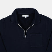 Vintage Half-Zip Sweatshirt in Cotton - Dark Navy