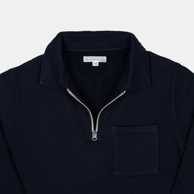 Vintage Half-Zip Sweatshirt in Cotton - Dark Navy