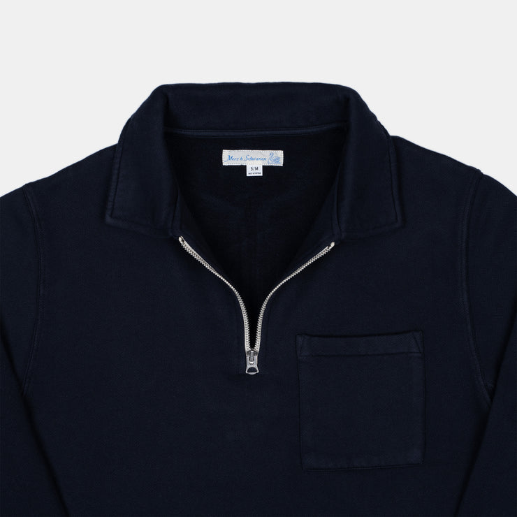 Vintage Half-Zip Sweatshirt in Cotton - Dark Navy