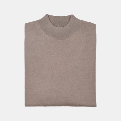 Mock Neck Sweater in Merino Wool - Sand