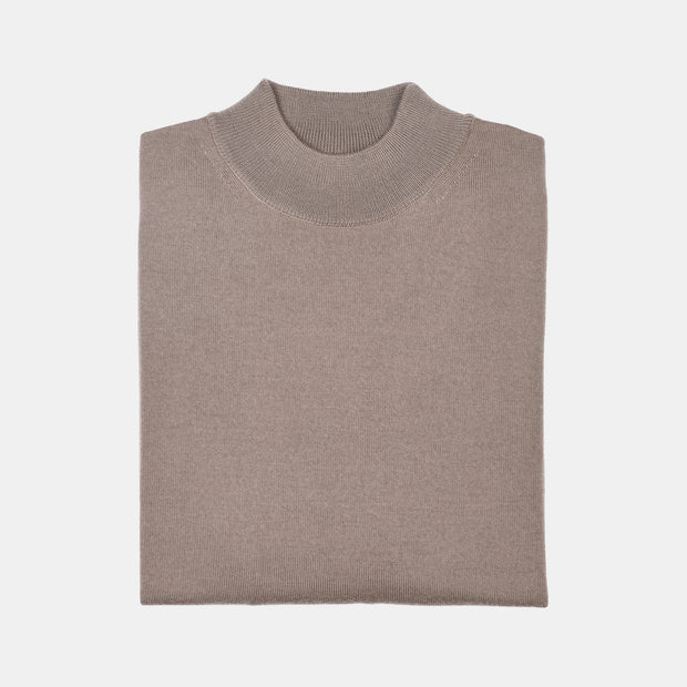 Mock Neck Sweater in Merino Wool - Sand