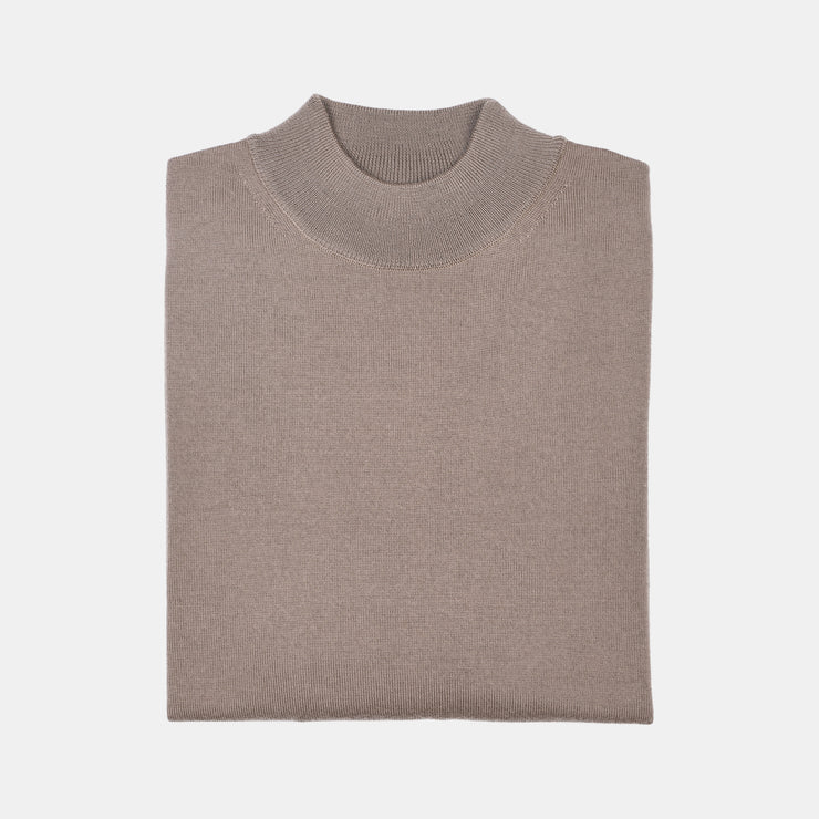 Mock Neck Sweater in Merino Wool - Sand