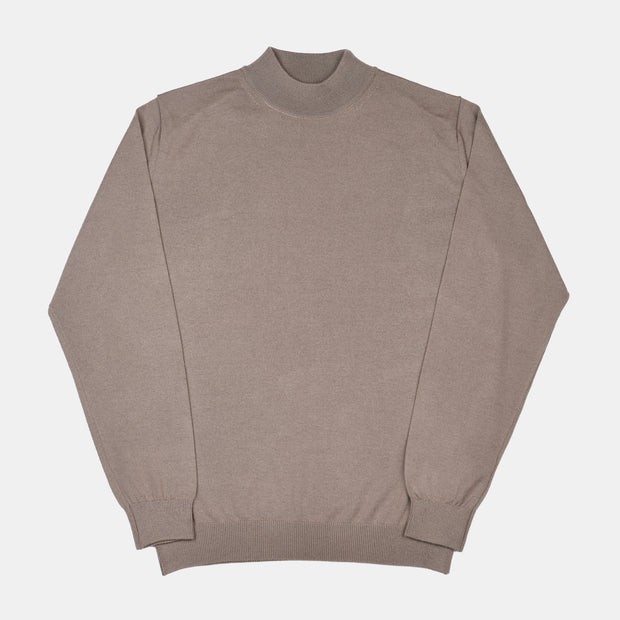 Mock Neck Sweater in Merino Wool - Sand