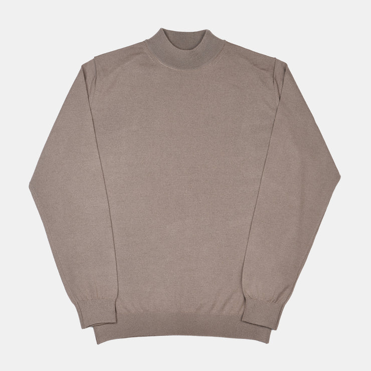Mock Neck Sweater in Merino Wool - Sand