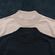 Mock Neck Sweater in Merino Wool - Black