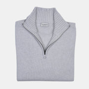 Thick Half Zip Mock Neck in Wool and Cashmere - Light Grey