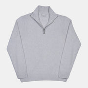 Thick Half Zip Mock Neck in Wool and Cashmere - Light Grey