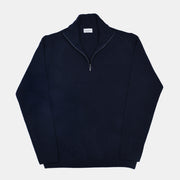 Thick Half Zip Mock Neck in Wool and Cashmere - Navy