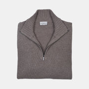 Thick Half Zip Mock Neck in Wool and Cashmere - Noce