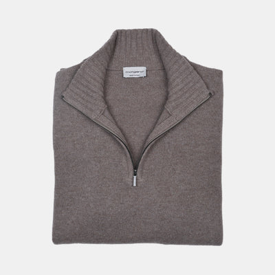 Thick Half Zip Mock Neck in Wool and Cashmere - Noce
