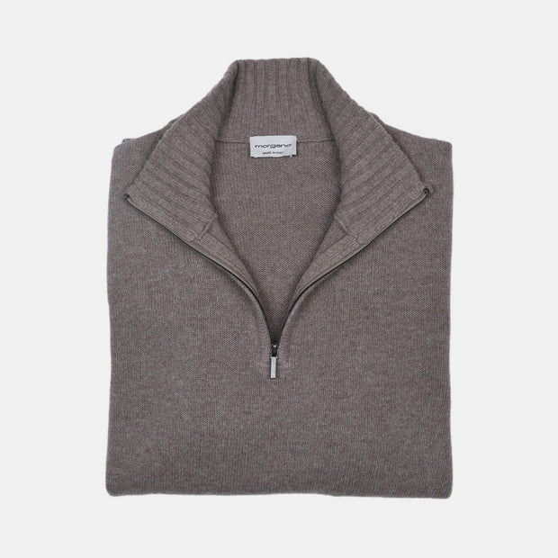 Thick Half Zip Mock Neck in Wool and Cashmere - Noce