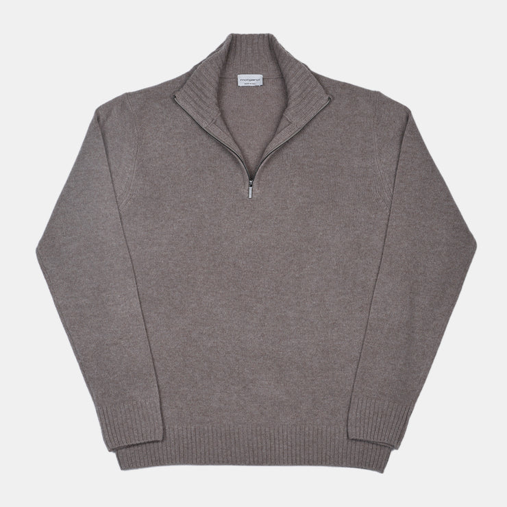 Thick Half Zip Mock Neck in Wool and Cashmere - Noce