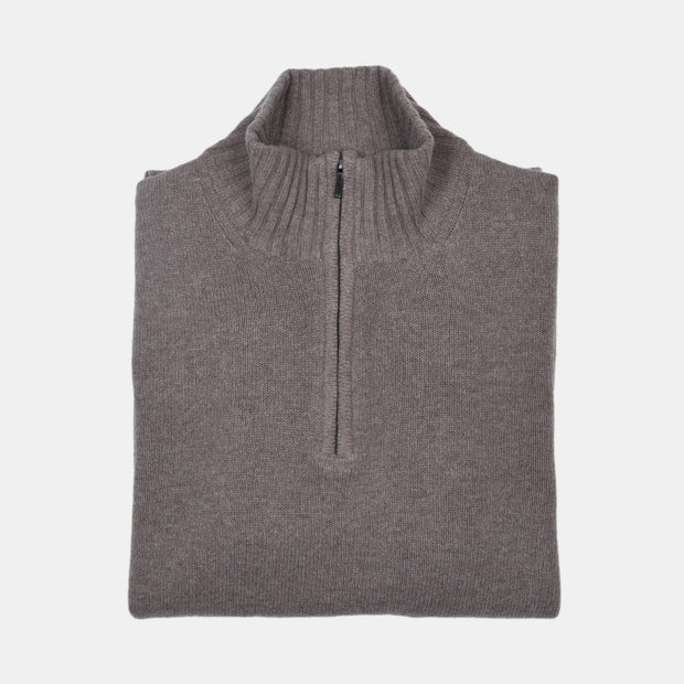 Thick Half Zip Mock Neck in Wool and Cashmere - Noce